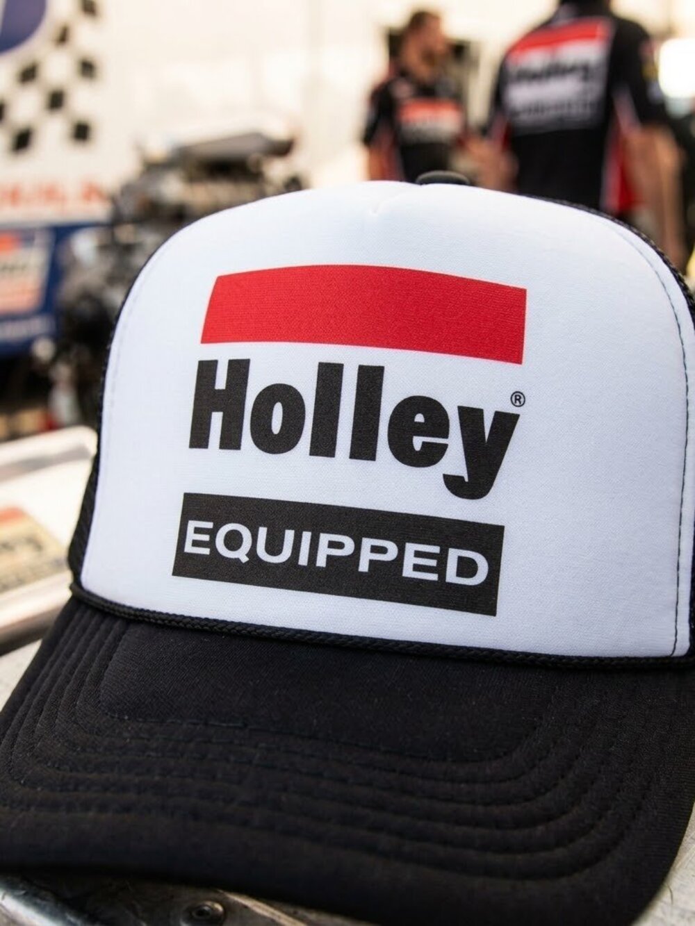 Retro Holley Equipped Hat Hot Rod Racing Carburetor Black White Foam Snapback Ca